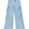 Girls Tractr Cargo | Cargo Wide Leg Straight Light Indigo