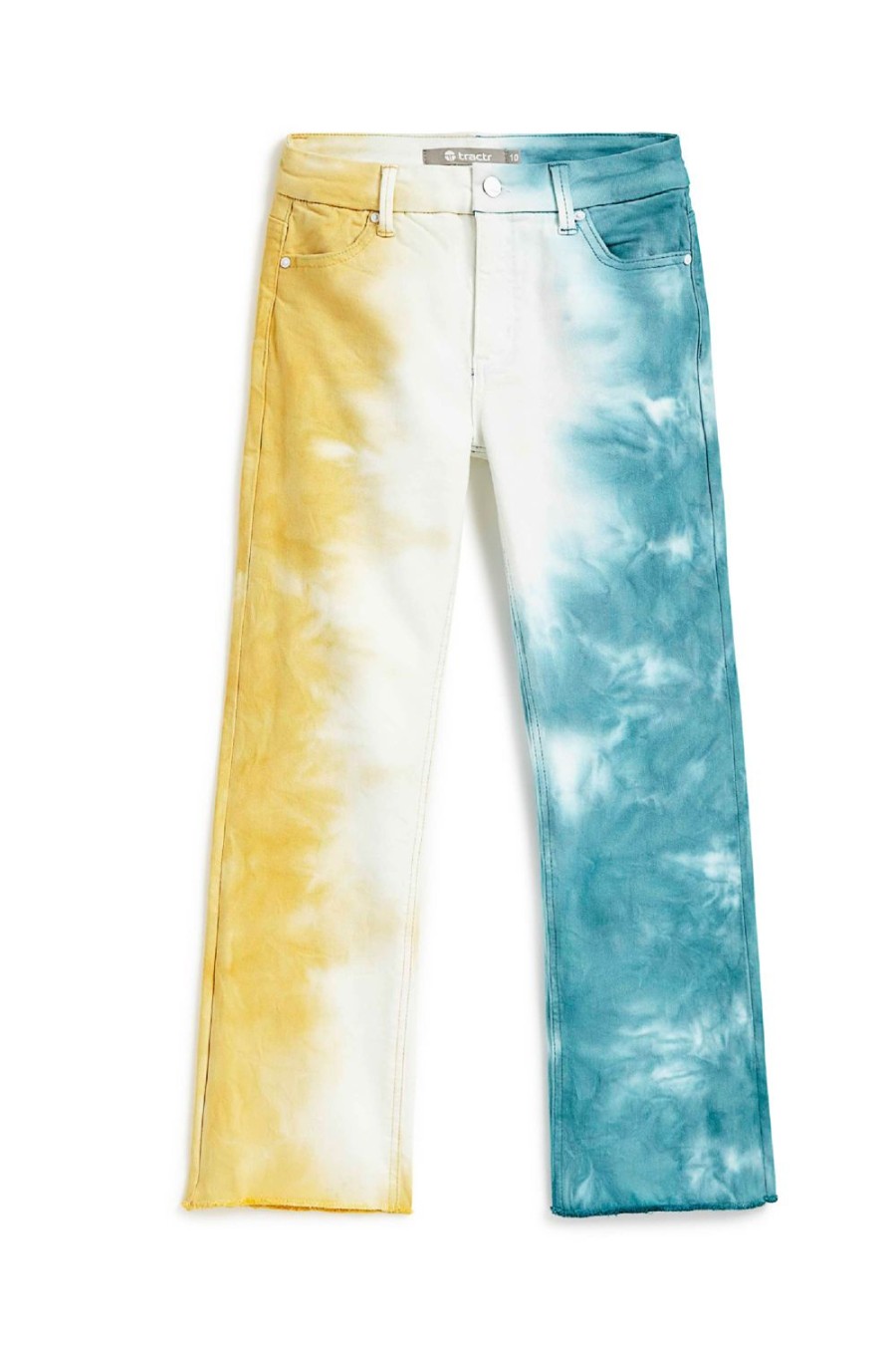 Girls Tractr Ankle Length | High Rise Crop Flare With Fray Hem Tie Dye