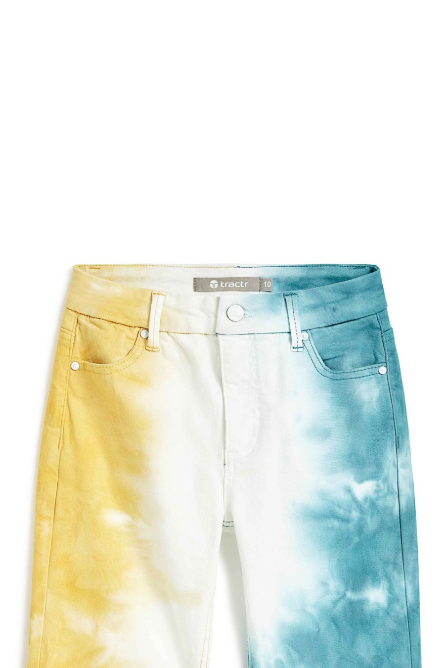 Girls Tractr Ankle Length | High Rise Crop Flare With Fray Hem Tie Dye