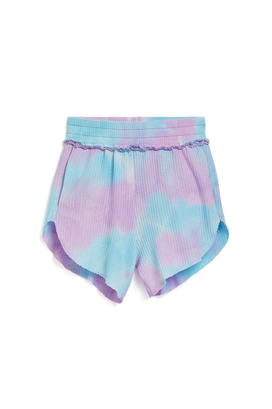 Girls Tractr High Rise | Smocked Waist Tie Dye Knit Shorts | Tractrjeans