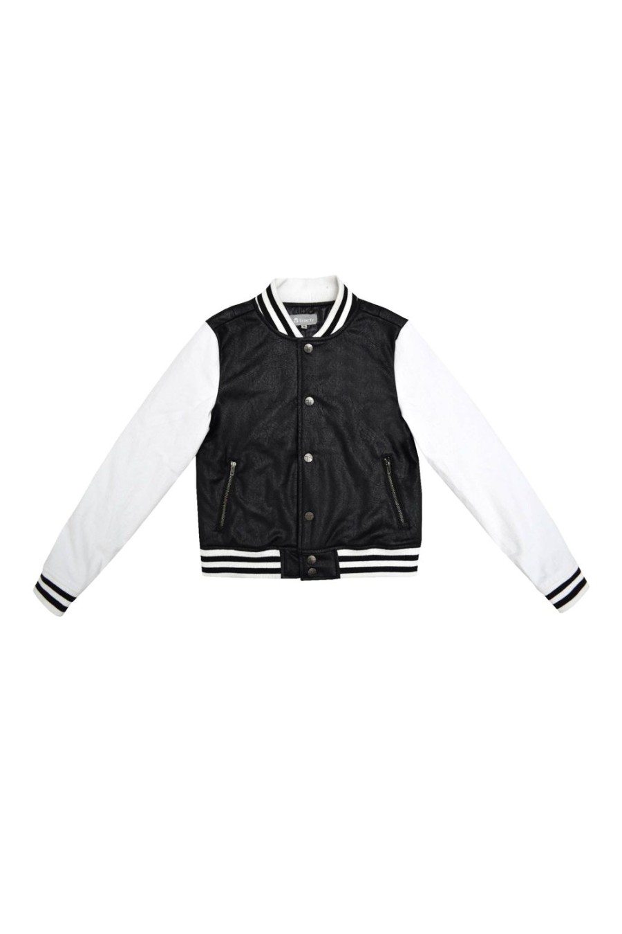 Girls Tractr Bomber | Crackle Coated Suede Twill Jacket Black/White