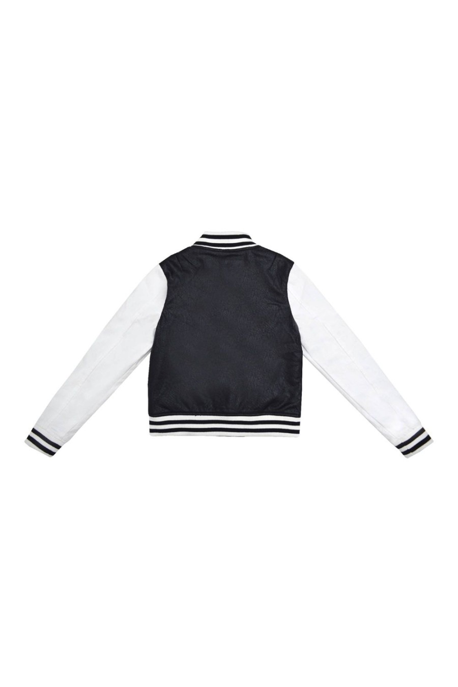 Girls Tractr Bomber | Crackle Coated Suede Twill Jacket Black/White