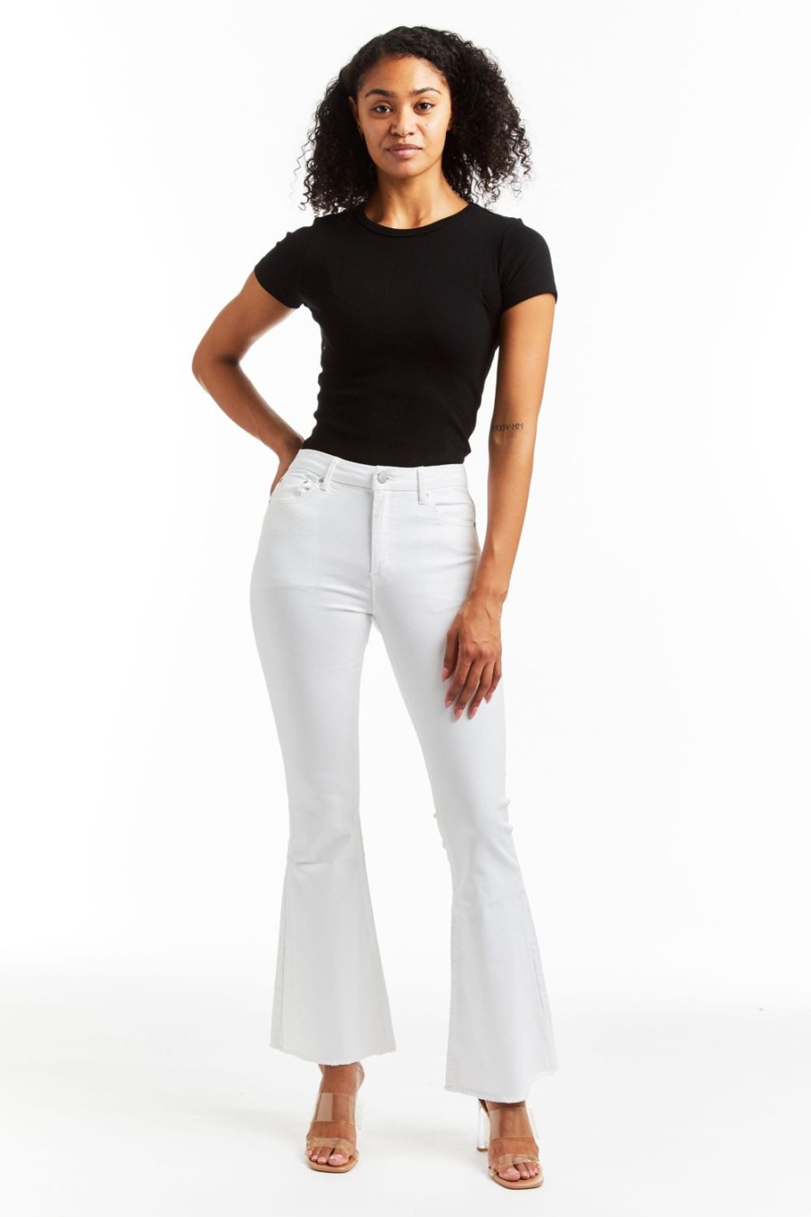 Women Tractr Flare | High Rise Sexy Flare In White