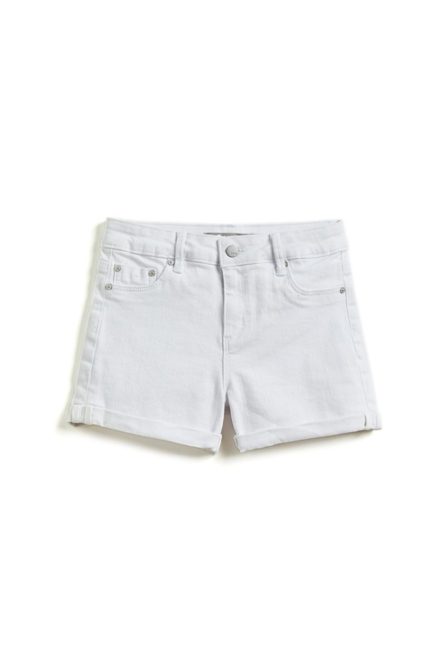 Girls Tractr Roll-Up | 5 Pkt Mini Roll Shorts 2.5 In. Inseam White