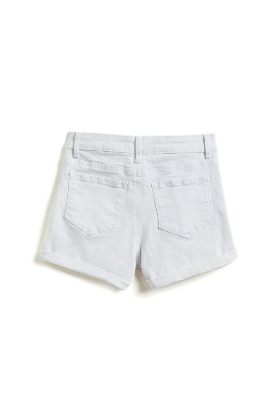 Girls Tractr Roll-Up | 5 Pkt Mini Roll Shorts 2.5 In. Inseam White