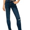 Girls Tractr Distressed | Diane - Basic Midrise Skinny With Knee Slit Indigo