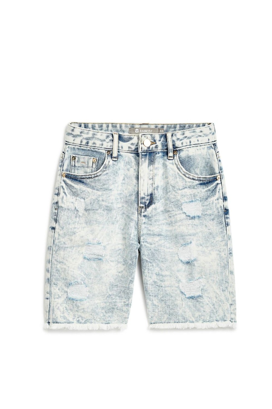 Girls Tractr Bermuda | Destructed Bermuda Short Light Indigo