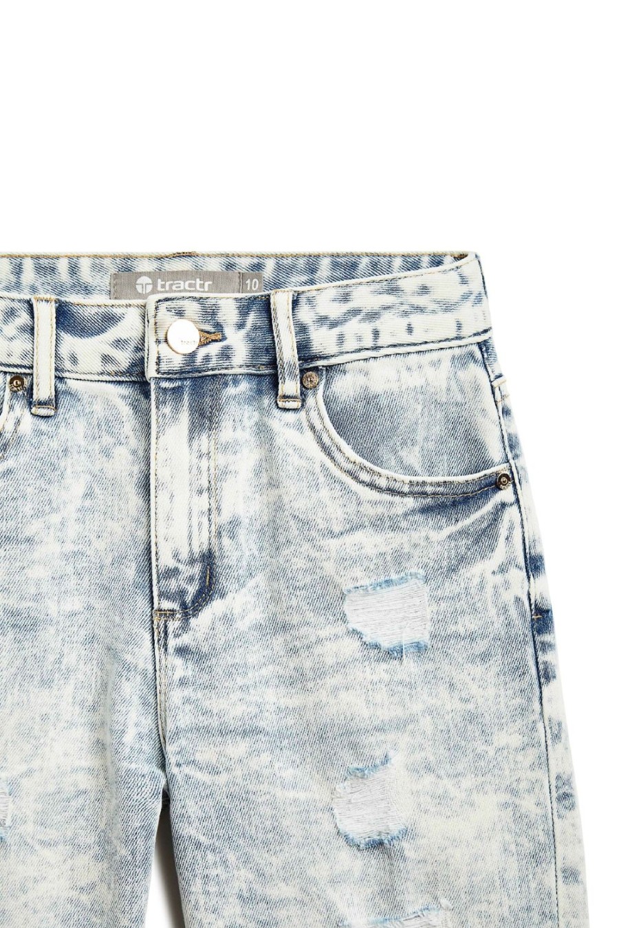 Girls Tractr Bermuda | Destructed Bermuda Short Light Indigo