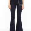 Women Tractr Flare | High Rise Flare With Removable Chain Indigo