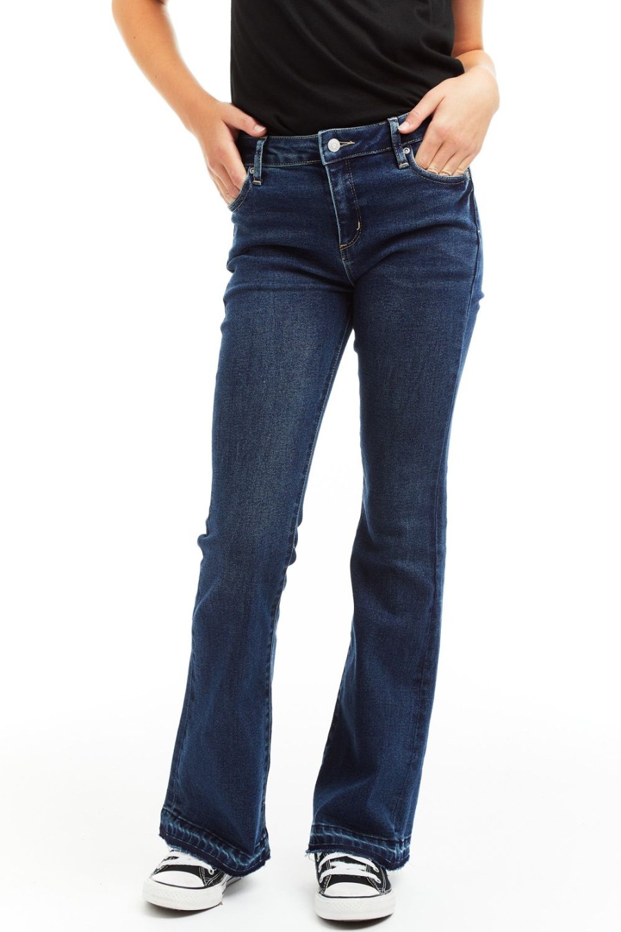 Girls Tractr Bootcut | Mid Rise Released Hem Flare Indigo