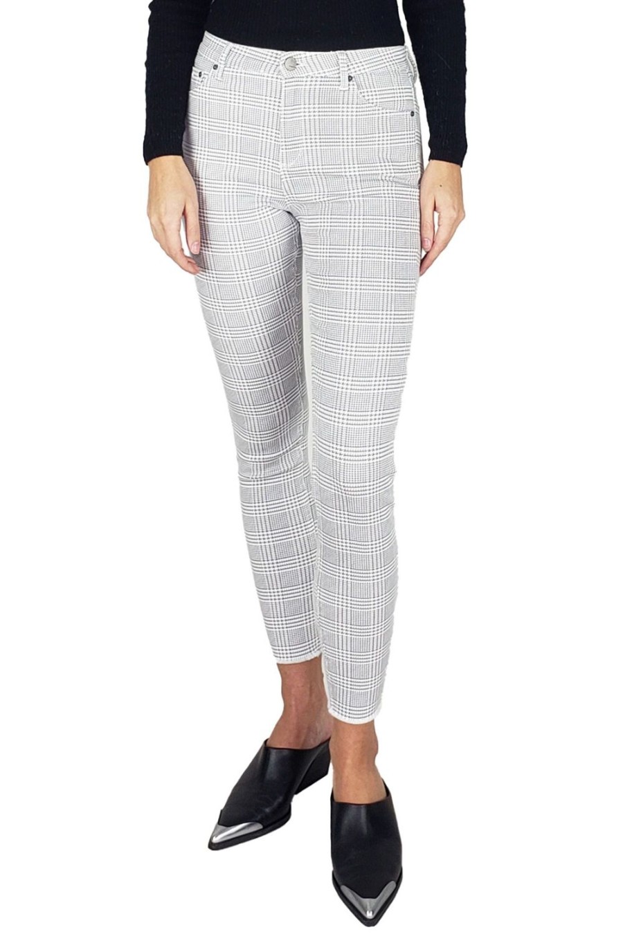 Women Tractr Ankle Length | Mona - High Rise Houndstooth Skinny