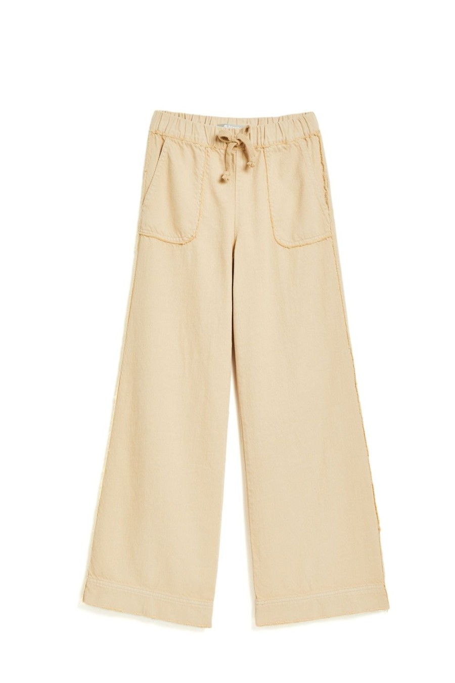 Girls Tractr High Rise | High Rise Patch Pocket Wide Leg Pant With Fray Hem