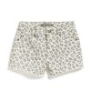 Girls Tractr Cut Off | Brittany - Leopard Print Fray Hem Shorts White/Grey