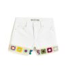 Girls Tractr Crochet | Brittany - Mid Rise Short With Crochet Panel Hem White