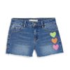 Girls Tractr Cut Off | Brittany - Colorful Heart Print Short Indigo