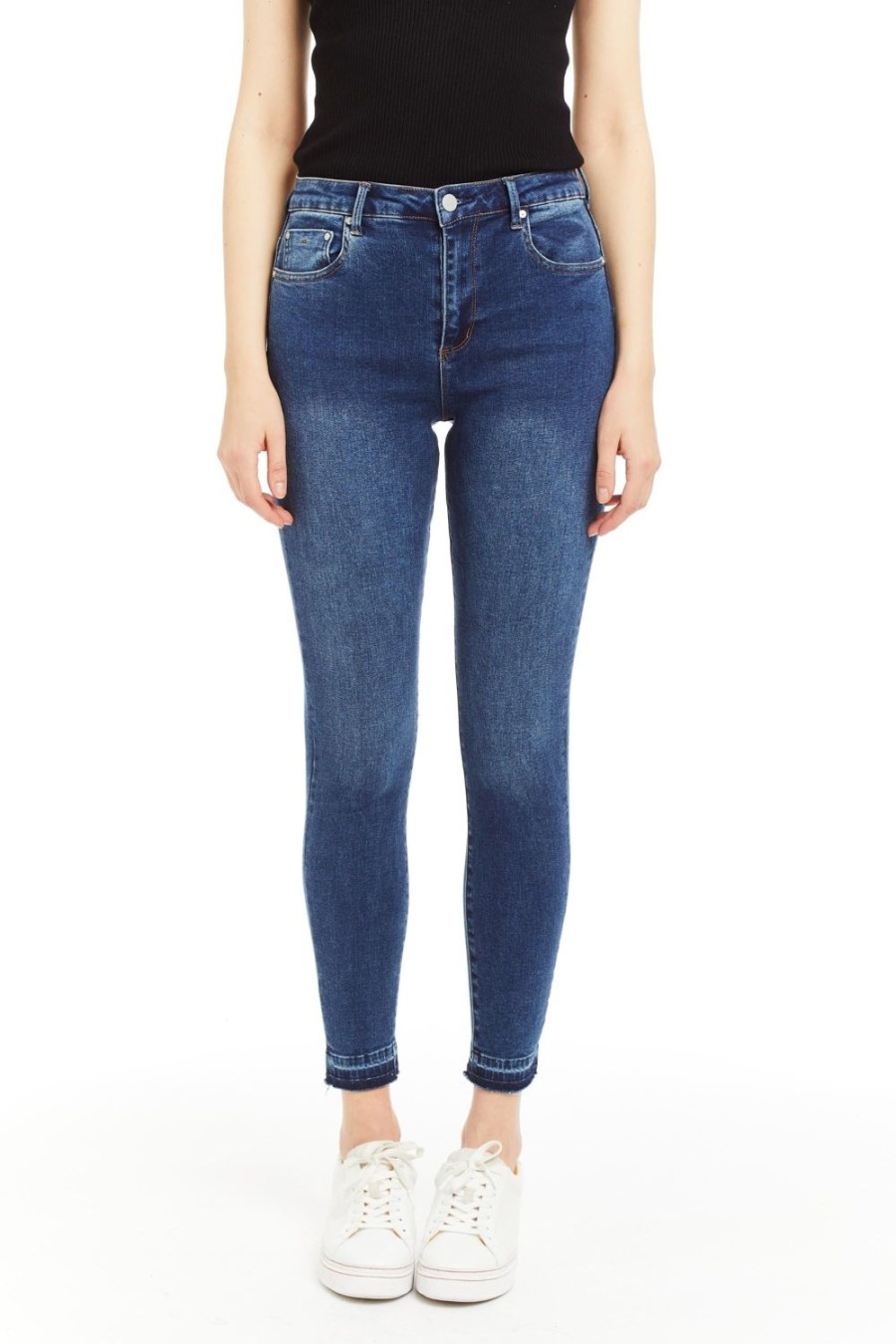 Women Tractr High Rise | Nina - High Rise Skinny With High Released Hem Indigo