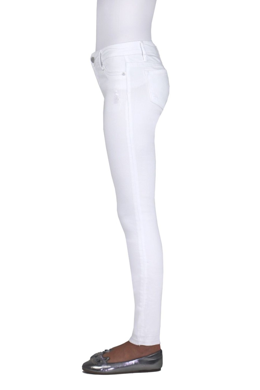 Girls Tractr Mid Rise | 5 Pkt Basic Skinny With Dest And Released Hem | Tractr White