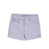 Girls Tractr Cut Off | Brittany - Mid Rise Fray Hem Shorts With Foil Print Butterfly Pastel Lilac