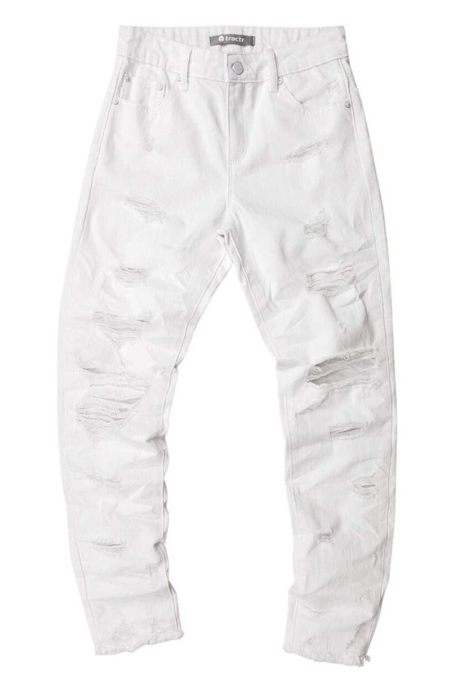 Girls Tractr Distressed | High Rise Distressed Weekender Pants In White