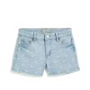 Girls Tractr Cut Off | Brittany - Star Print Denim Short With Fray Hem Light Indigo