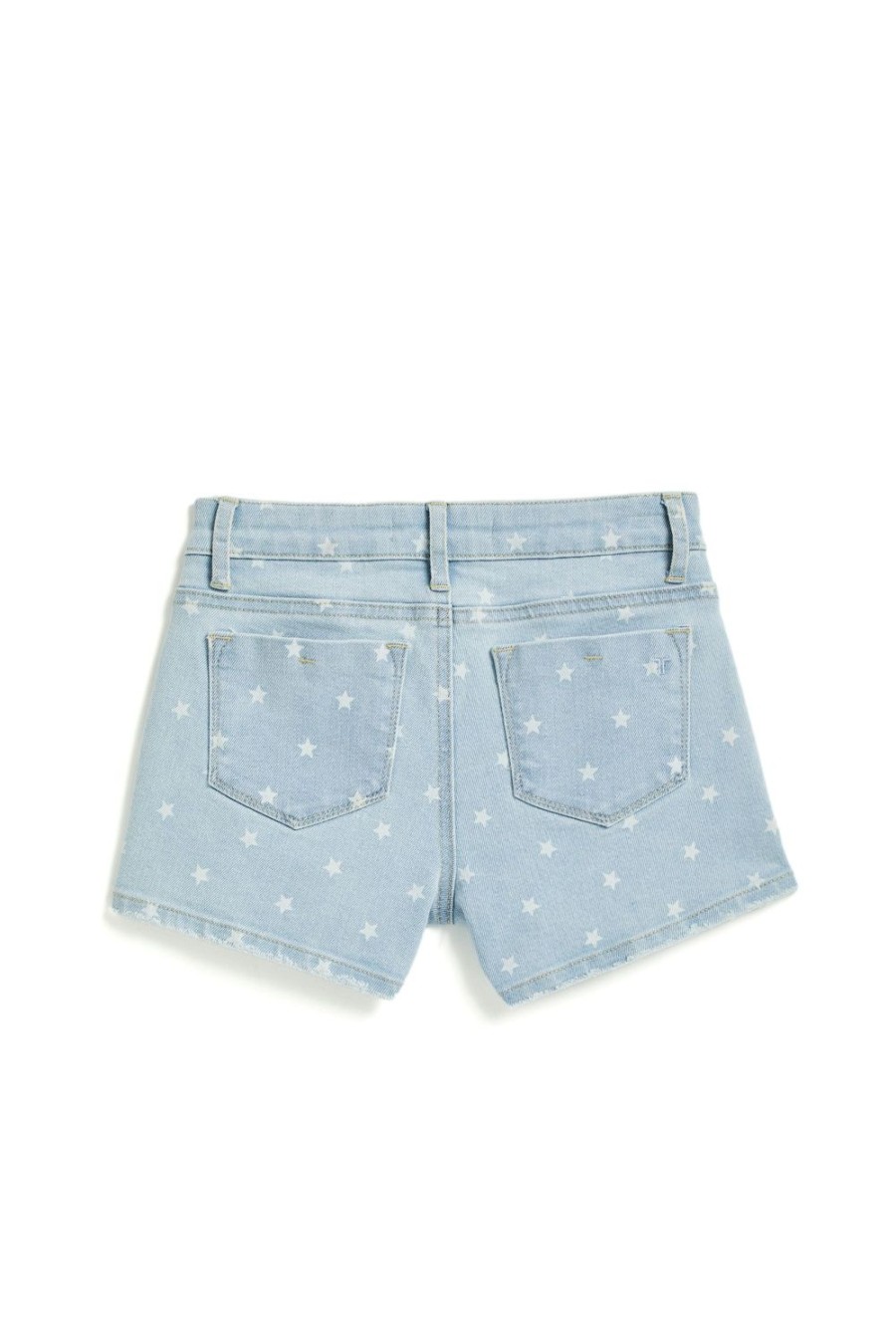 Girls Tractr Cut Off | Brittany - Star Print Denim Short With Fray Hem Light Indigo