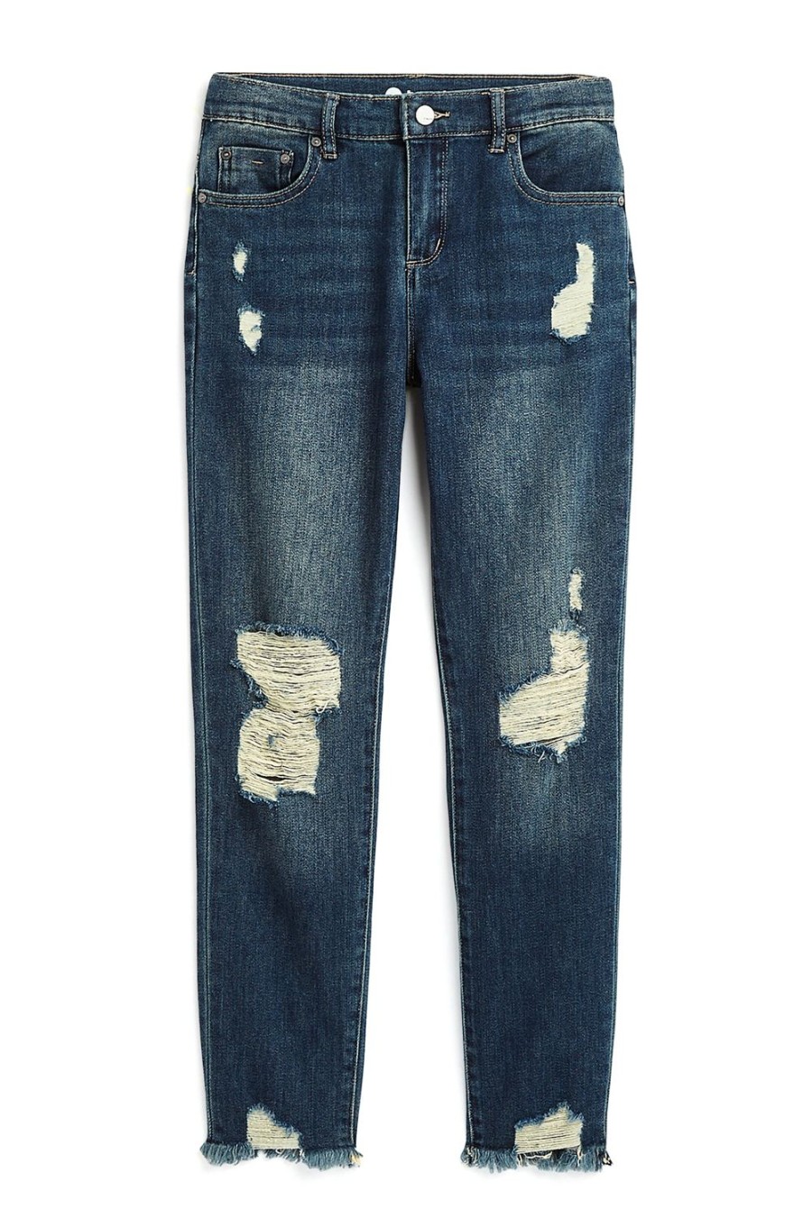 Girls Tractr Distressed | Destructed Weekender Pants In Dark Indigo