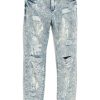 Girls Tractr Distressed | High Rise Distressed Weekender Pants W/ Painter Bleach Spots Bleached Indigo