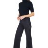 Women Tractr High Rise | High Rise Straight Pants With Fray Hem And Side Track Black