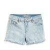 Girls Tractr Cut Off | Brittany - 5 Pockets Fray Shorts With Destruction Light Indigo