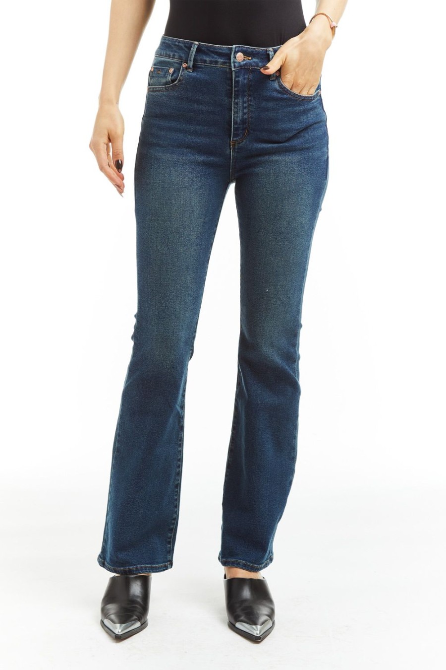 Women Tractr Flare | High Rise Loose Flare In Indigo