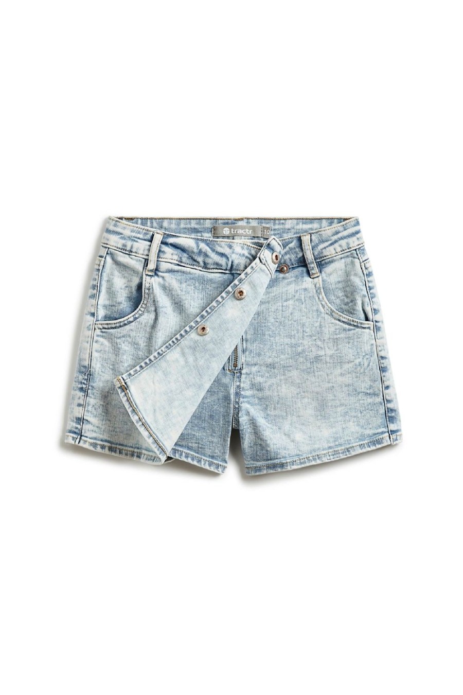 Girls Tractr Denim | Overflap Skort In Light Indigo