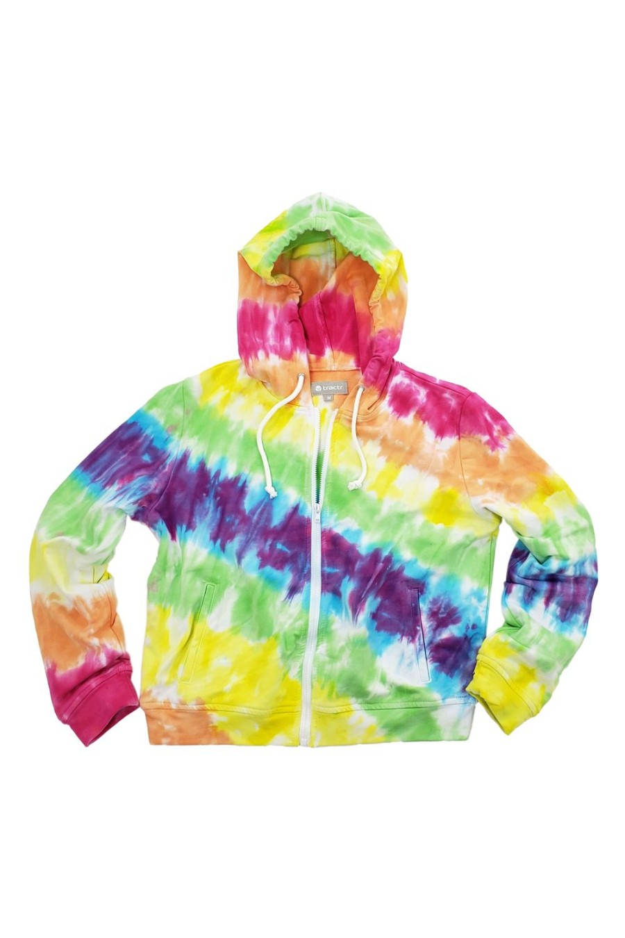 Girls Tractr Hoodie | French Terry Zip Up Hoodie In Spectrum Tie Dye