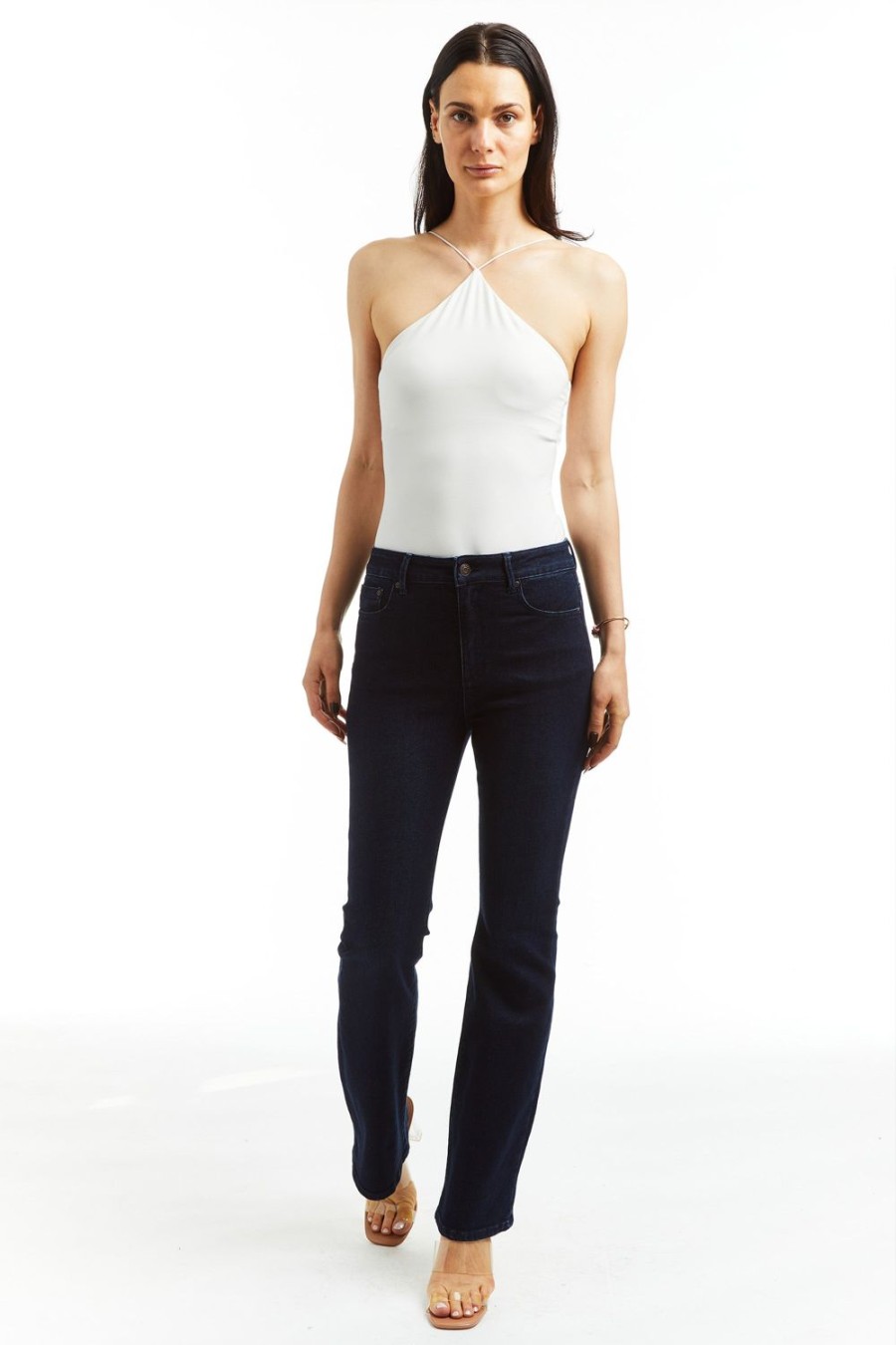 Women Tractr Flare | High Rise Loose Flare In Dark Indigo