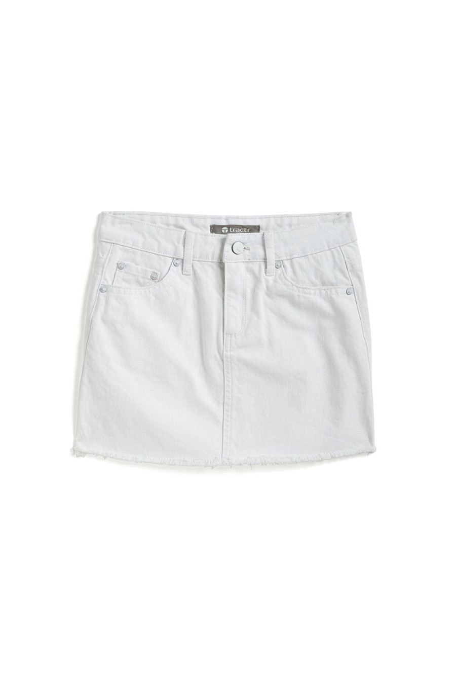 Girls Tractr Mini | Lisa - Mini Fray Hem Skirt White