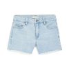 Girls Tractr Cut Off | Brittany - Polkadot Jacquard Fray Hem Denim Shorts Light Indigo