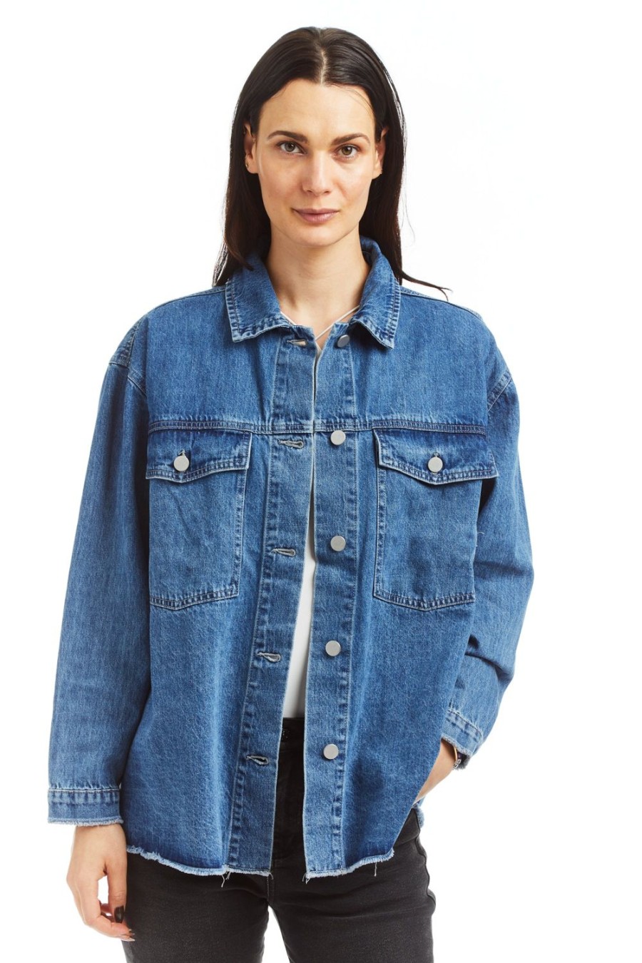 Women Tractr Oversized | Oversized Shirt Jacket Indigo