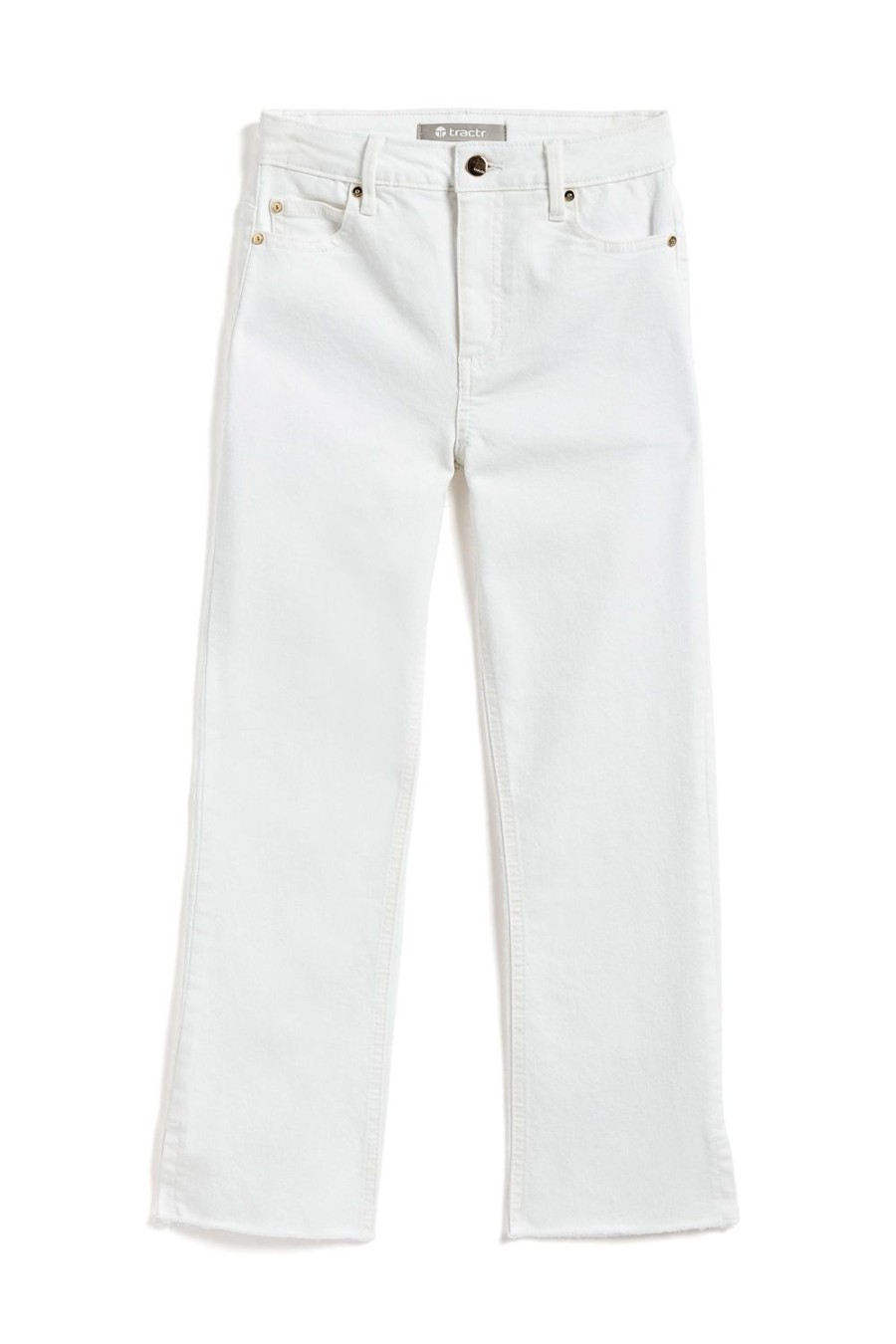 Girls Tractr Ankle Length | High Rise Crop Flare White