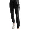 Women Tractr High Rise | Pleather Jogger Pants Black