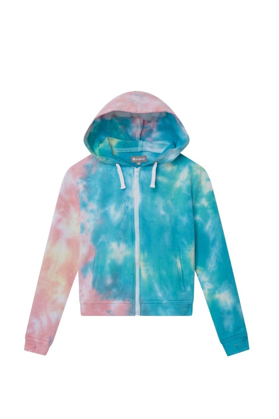 Girls Tractr Hoodie | Watercolor French Terry Zip Up Hoodie Multi Colored