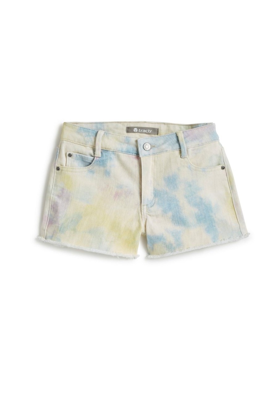 Girls Tractr Cut Off | Brittany Watercolor Fray Hem Shorts Tie Dye