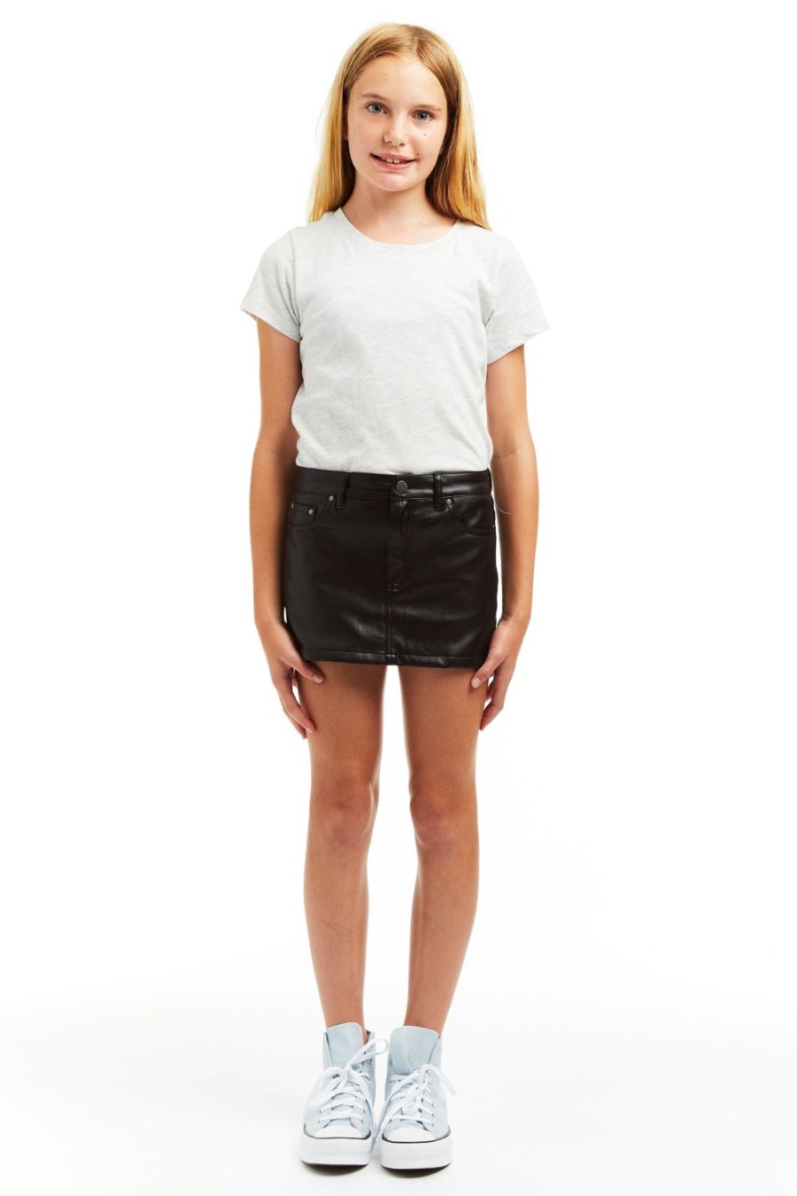 Girls Tractr Skort | Pleather Mini Skort Black