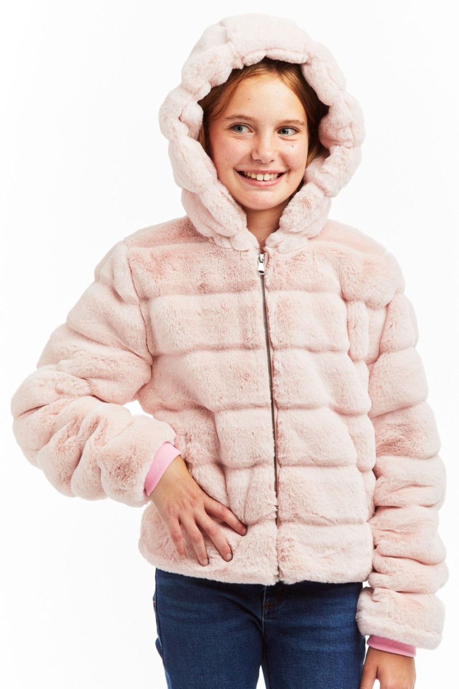 Girls Tractr Fur | Faux-Bulous Furs - Hooded Teddy Fur Puffer