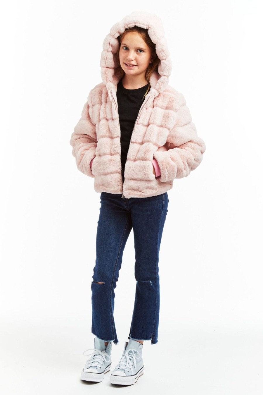 Girls Tractr Fur | Faux-Bulous Furs - Hooded Teddy Fur Puffer