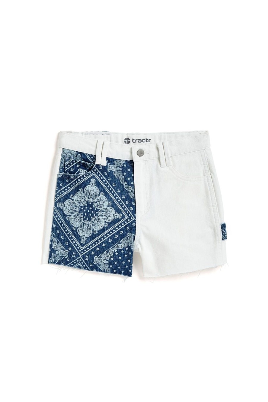 Girls Tractr Cut Off | High Rise Print Block Fray Hem Shorts Bandana