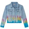 Girls Tractr Denim | Relax Cropped Jacket Tie Dye