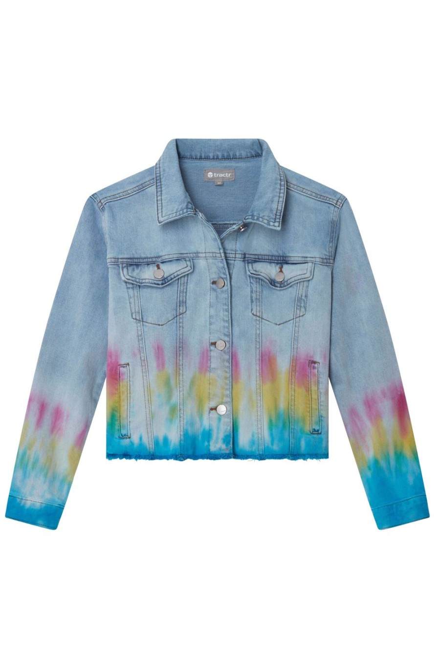 Girls Tractr Denim | Relax Cropped Jacket Tie Dye