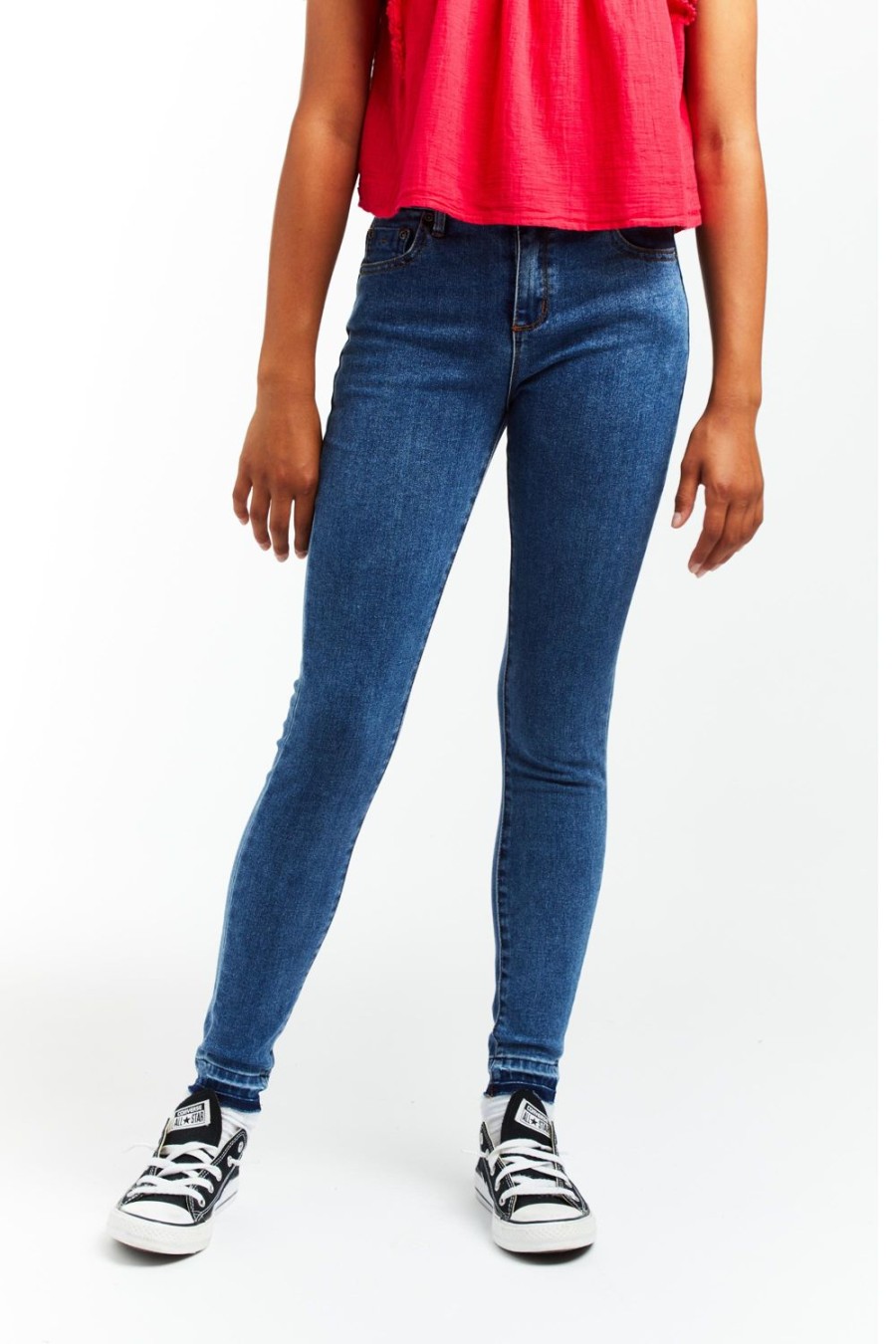 Girls Tractr High Rise | Nina - High Rise Skinny With Released Hem Indigo