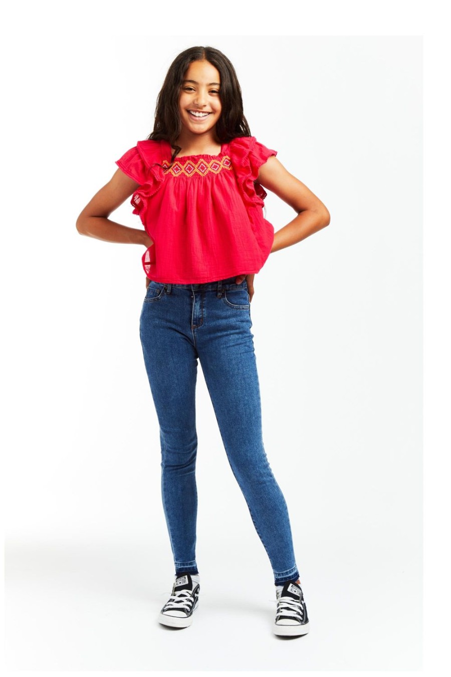 Girls Tractr High Rise | Nina - High Rise Skinny With Released Hem Indigo