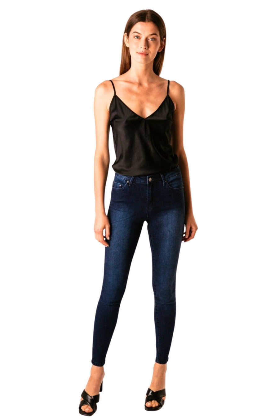 Women Tractr High Rise | Nina High Waist Skinny In Dark Indigo