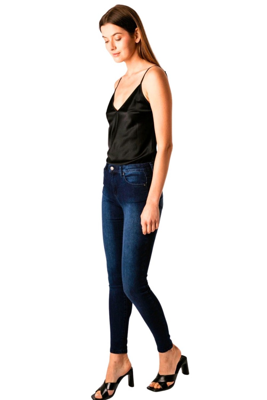 Women Tractr High Rise | Nina High Waist Skinny In Dark Indigo